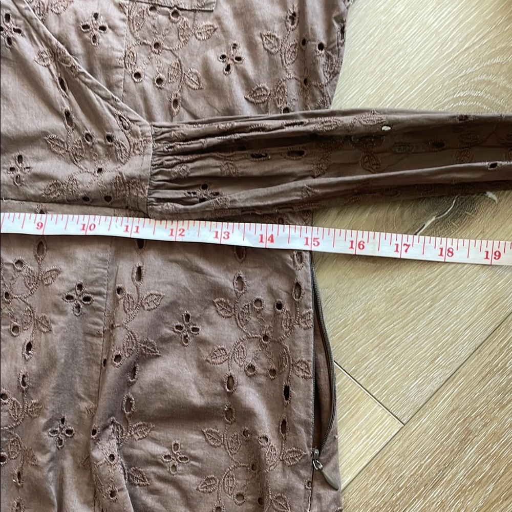 CAbi Faux Wrap Dress Floral Brown Sz 6 - Picture 6 of 13